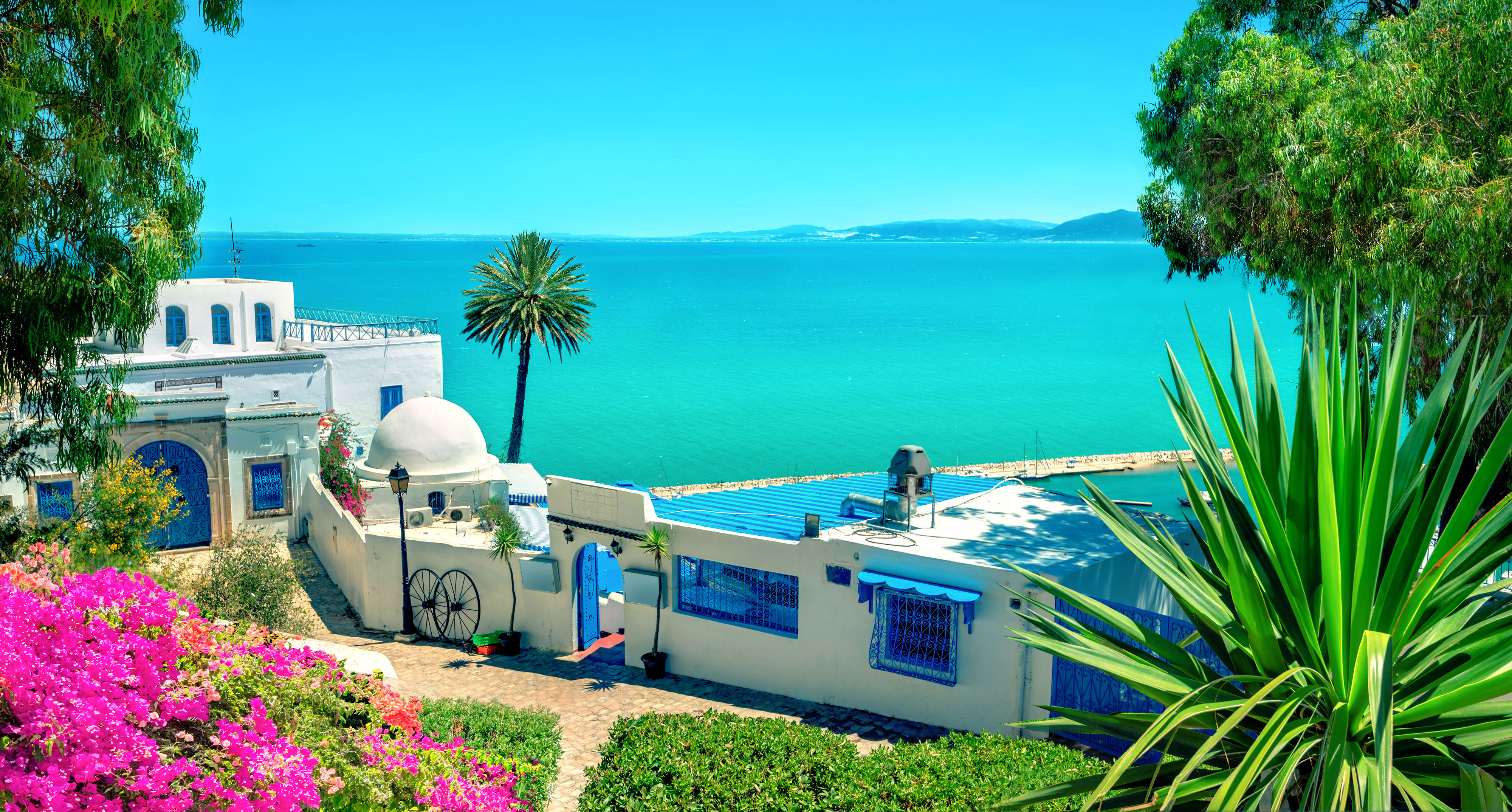 Beachfront Mediterranean-style villas and azure water on Egypt's North Coast near Sidi Abderrahmane